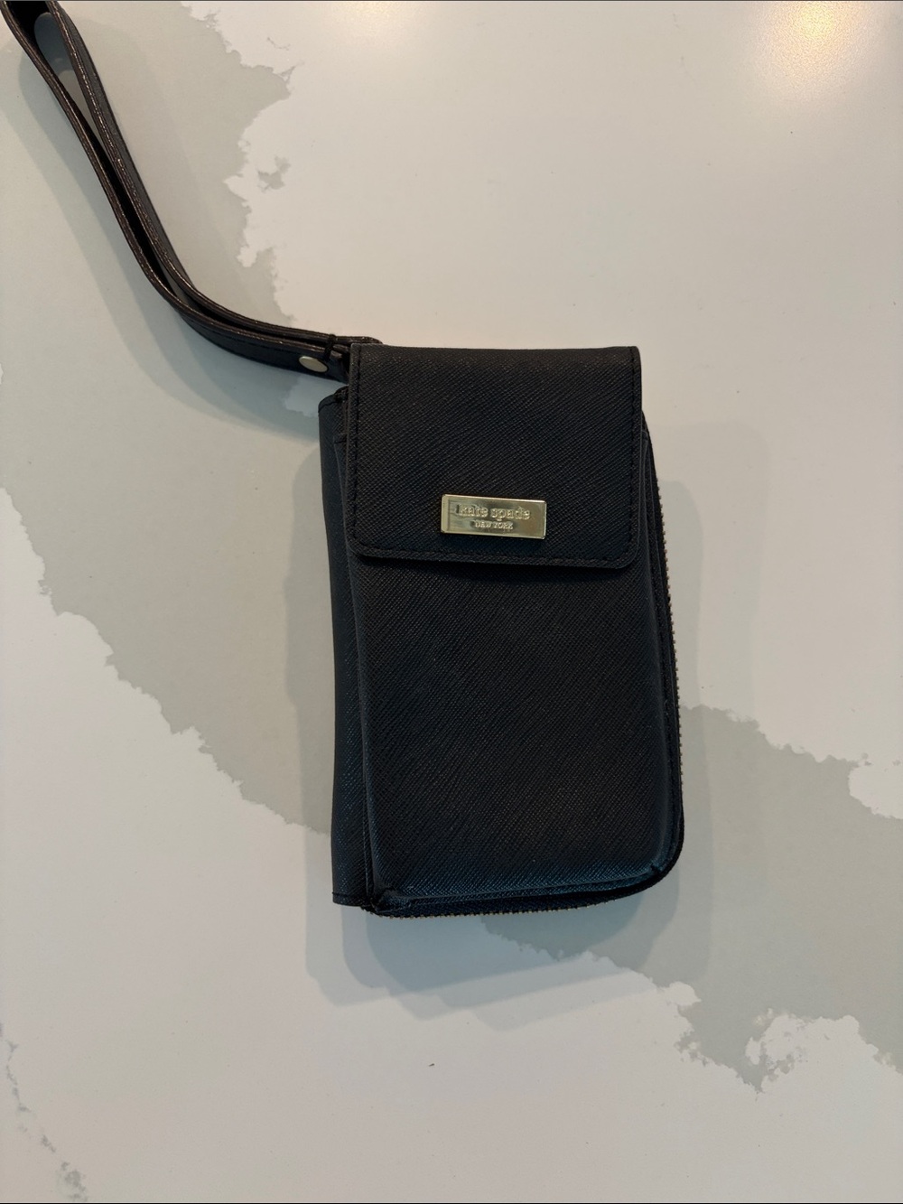 kate spade black wristlet belt bag with gold-tone logo